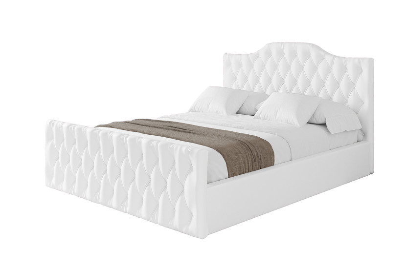Łóżko tapicerowane bez materaca + pojemnik FALIO-Z-200x200 cm Biały 869937