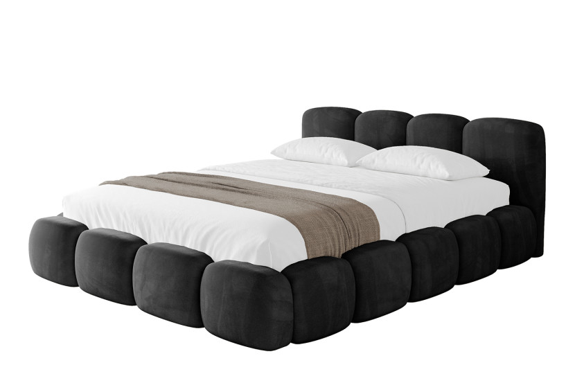 Łóżko tapicerowane bez materaca + pojemnik KALA-v1 - 120x200 cm Czarny 799156