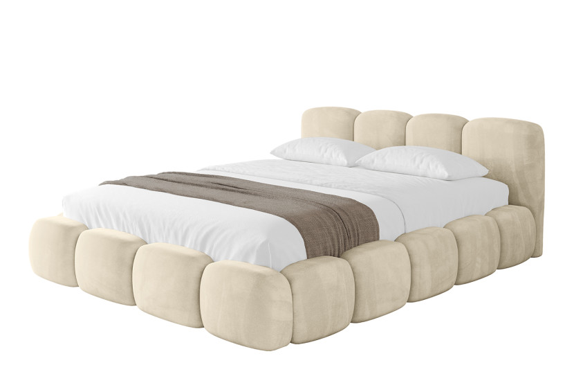 Łóżko tapicerowane bez materaca + pojemnik KALA-v1 - 160x200 cm Beżowy 798927