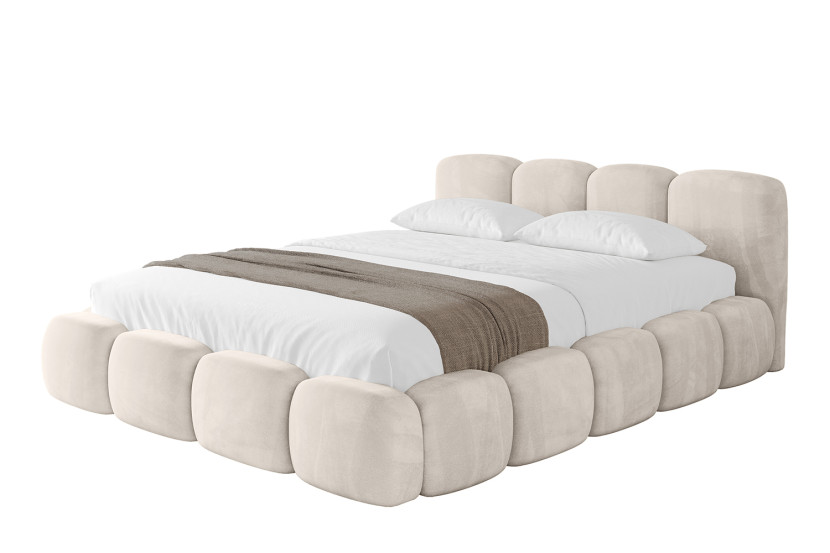 Łóżko tapicerowane bez materaca + pojemnik KALA-v1 - 160x200 cm Beżowy 798984