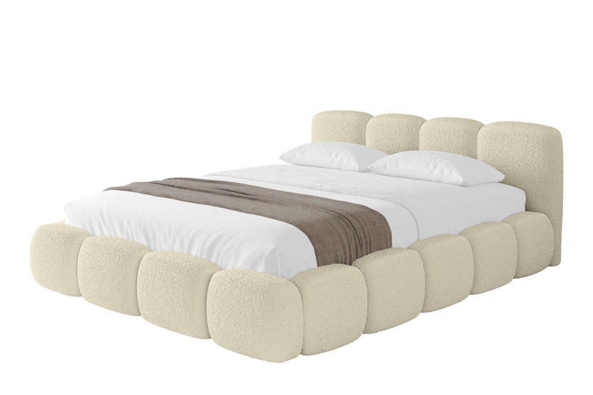Łóżko tapicerowane bez materaca + pojemnik KALA-v1 - 160x200 cm Beżowy 798812