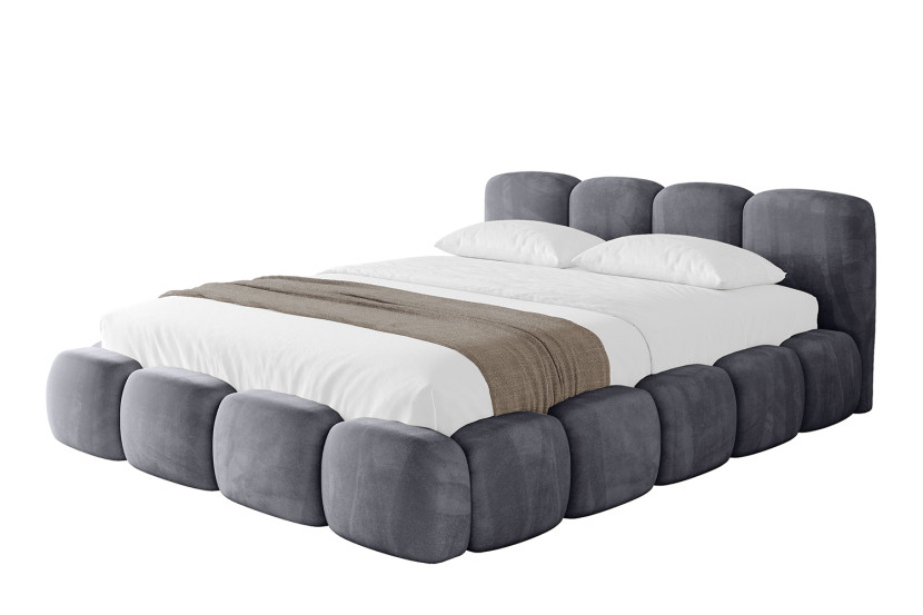 Łóżko tapicerowane bez materaca + pojemnik KALA-v1 - 200x200 Ciemnoszary 798801