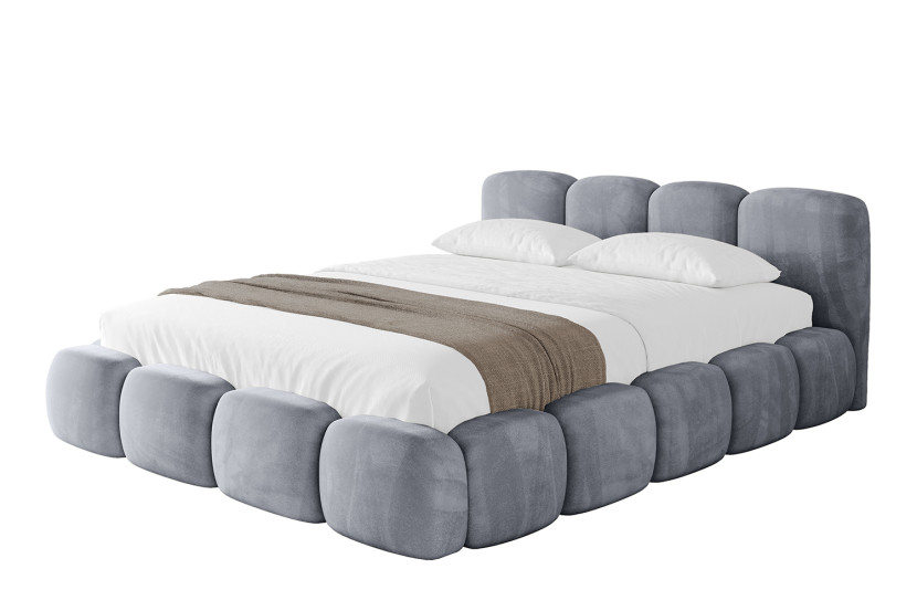 Łóżko tapicerowane bez materaca + pojemnik KALA-v1 - 200x200 cm Szary 799027