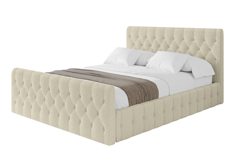 Łóżko tapicerowane bez materaca + pojemnik LARO-Z-200x200 cm Beżowy 826119