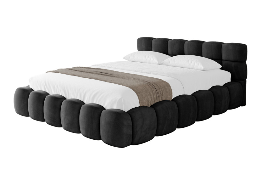 Łóżko tapicerowane bez materaca + pojemnik LEYA-v1 - 120x200 cm Czarny 799049