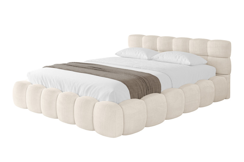 Łóżko tapicerowane bez materaca + pojemnik LEYA-v1 - 200x200 cm Beżowy 799102