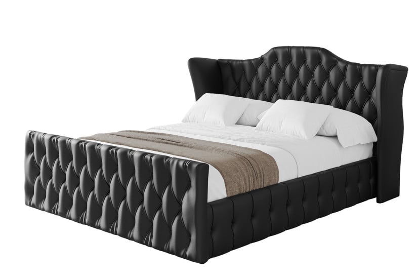 Łóżko tapicerowane bez materaca + pojemnik MODY-Z-200x200 cm Czarny 870056