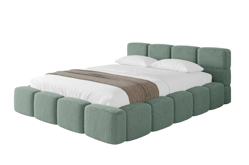 Łóżko tapicerowane bez materaca + pojemnik NATA-v1 - 180x200 cm Zielony 1070858