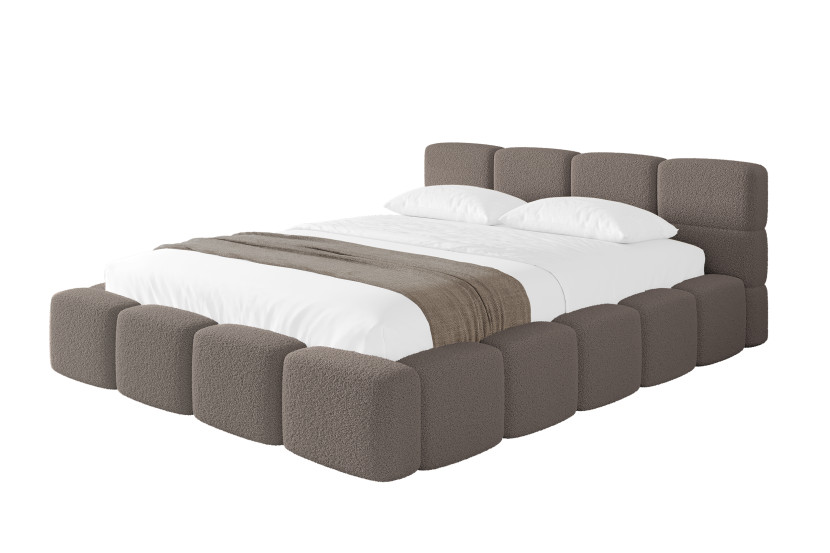 Łóżko tapicerowane bez materaca + pojemnik NATA-v1 - 200x200 cm Brązowy 1071340