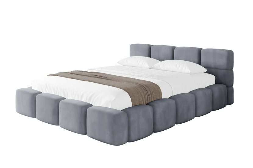 Łóżko tapicerowane bez materaca + pojemnik NATA-v1 - 200x200 cm Szary 1071362