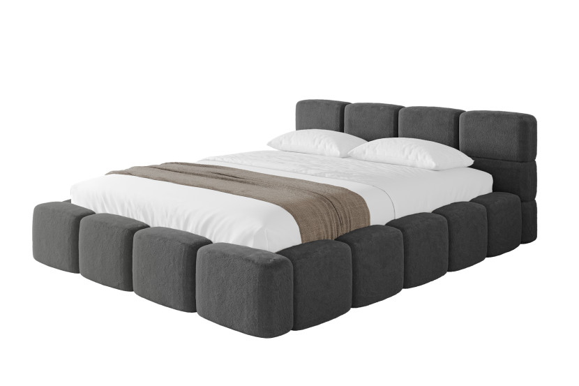 Łóżko tapicerowane bez materaca + pojemnik NATA-v1 - 200x200 cm Szary 1070740