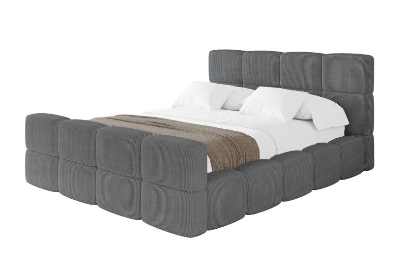 Łóżko tapicerowane bez materaca + pojemnik NATA-Z - 140x200 cm Szary 1071098