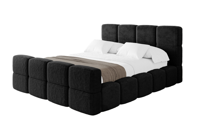 Łóżko tapicerowane bez materaca + pojemnik NATA-Z - 180x200 cm Czarny 1070559