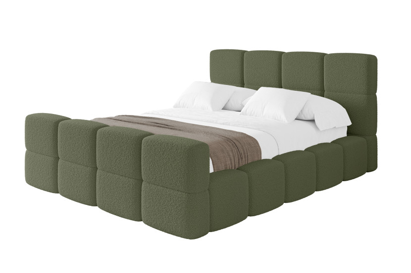 Łóżko tapicerowane bez materaca + pojemnik NATA-Z - 180x200 cm Zielony 1070761