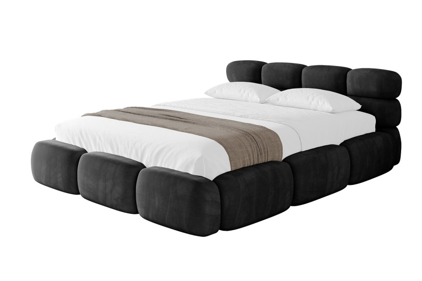 Łóżko tapicerowane bez materaca + pojemnik NOMA-v1 - 200x200 cm Czarny 799120