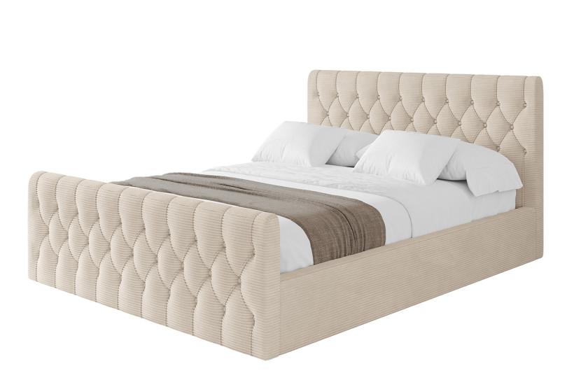 Łóżko tapicerowane bez materaca + pojemnik RENO-Z-160x200 cm Beżowy 826318