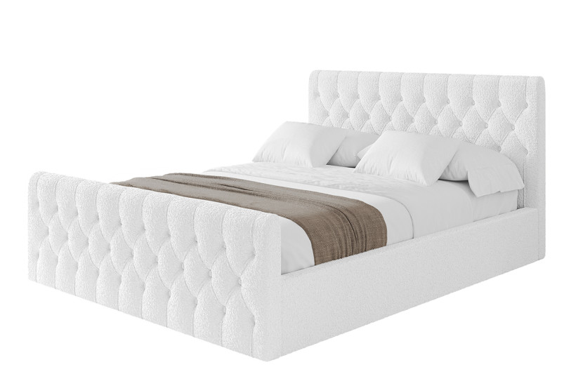 Łóżko tapicerowane bez materaca + pojemnik RENO-Z-160x200 cm Biały 826108