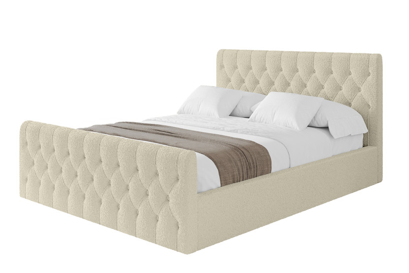 Łóżko tapicerowane bez materaca + pojemnik RENO-Z-180x200 cm Beżowy 826594