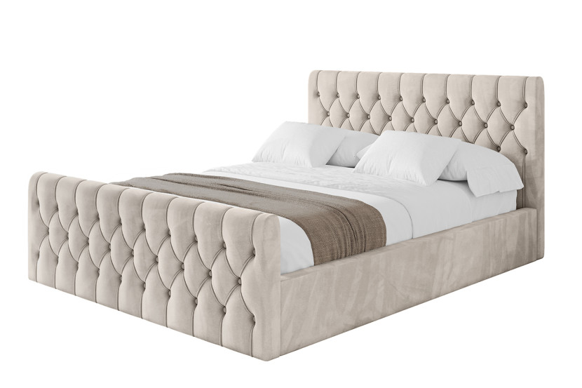 Łóżko tapicerowane bez materaca + pojemnik RENO-Z-180x200 cm Beżowy 825750