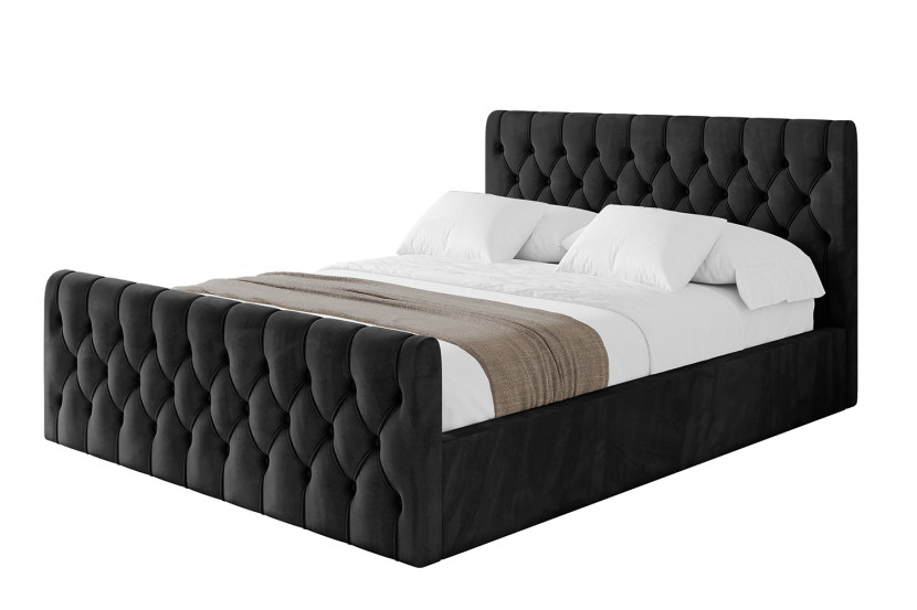 Łóżko tapicerowane bez materaca + pojemnik RENO-Z-180x200 cm Czarny 825980