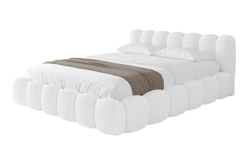 Łóżko tapicerowane bez materaca + pojemnik SENA-v1 - 200x200 cm Biały 799031