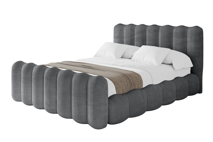 Łóżko tapicerowane bez materaca + pojemnik SORA-Z - 200x200 cm Ciemnoszary 880116