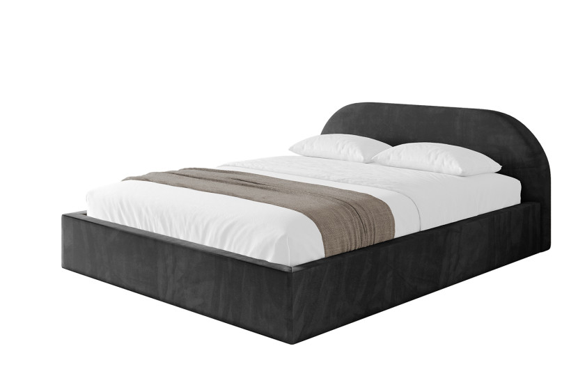 Łóżko tapicerowane bez materaca + pojemnik TIVO-v1 - 160x200 cm Czarny 862415