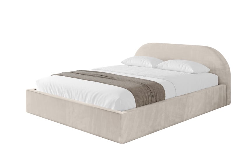 Łóżko tapicerowane bez materaca + pojemnik TIVO-v1 - 200x200 cm Beżowy 861789