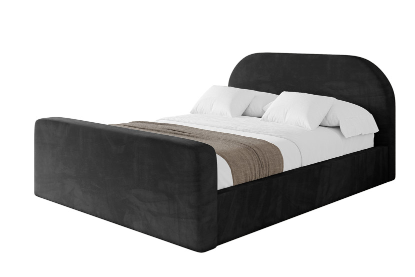 Łóżko tapicerowane bez materaca + pojemnik TIVO-Z-160x200 cm Czarny 862186
