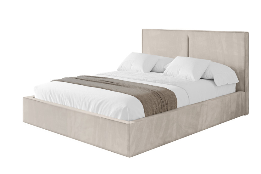 Łóżko tapicerowane bez materaca + pojemnik VANTO - 180x200 cm Beżowy 831126