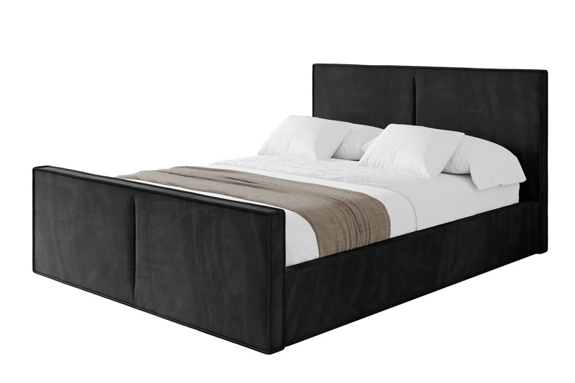 Łóżko tapicerowane bez materaca + pojemnik VANTO-Z-200x200 cm Czarny 831456