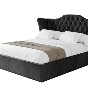 Łóżko tapicerowane bez materaca + pojemnik ZORA – 140×200 cm Czarny 862890 Łóżko tapicerowane bez materaca + pojemnik ZORA – 140×200 cm Czarny 862890