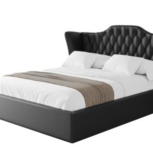 Łóżko tapicerowane bez materaca + pojemnik ZORA – 140×200 cm Czarny 862284 Łóżko tapicerowane bez materaca + pojemnik ZORA – 140×200 cm Czarny 862284