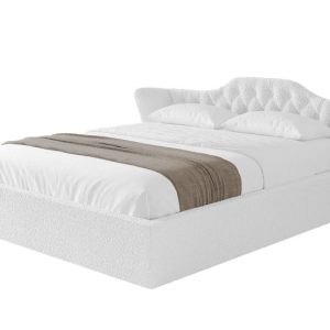 Łóżko tapicerowane bez materaca + pojemnik ZORA-v1 – 140×200 cm Biały 862265