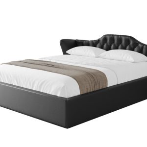 Łóżko tapicerowane bez materaca + pojemnik ZORA-v1 – 160×200 cm Czarny 862684