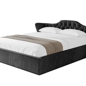 Łóżko tapicerowane bez materaca + pojemnik ZORA-v1 – 160×200 cm Czarny 862330