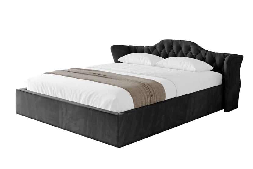 Łóżko tapicerowane bez materaca + pojemnik ZORA-v1 - 160x200 cm Czarny 862330