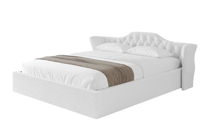 Łóżko tapicerowane bez materaca + pojemnik ZORA-v1 - 200x200 cm Biały 862023