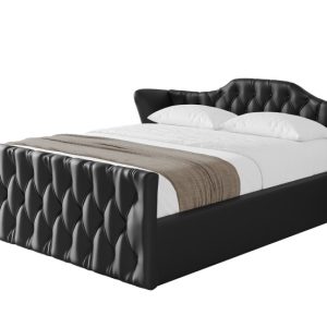 Łóżko tapicerowane bez materaca + pojemnik ZORA-v1-Z-120×200 cm Czarny 863431