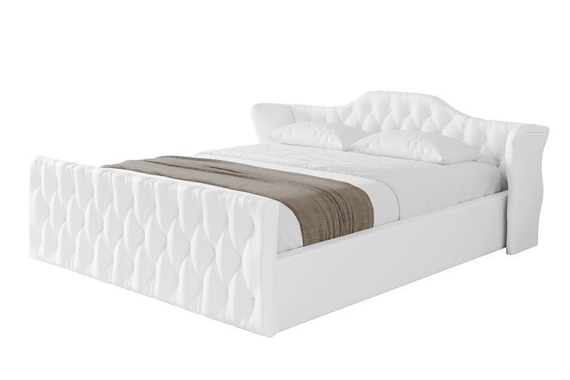 Łóżko tapicerowane bez materaca + pojemnik ZORA-v1-Z-160x200 cm Biały 862332
