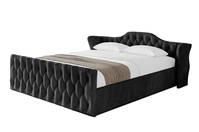 Łóżko tapicerowane bez materaca + pojemnik ZORA-v1-Z-180x200 cm Czarny 862920