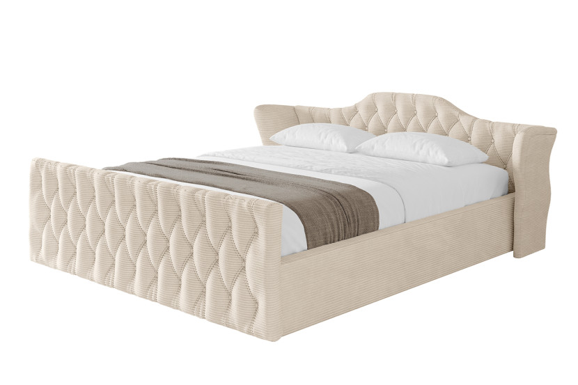Łóżko tapicerowane bez materaca + pojemnik ZORA-v1-Z-200x200 cm Beżowy 862770