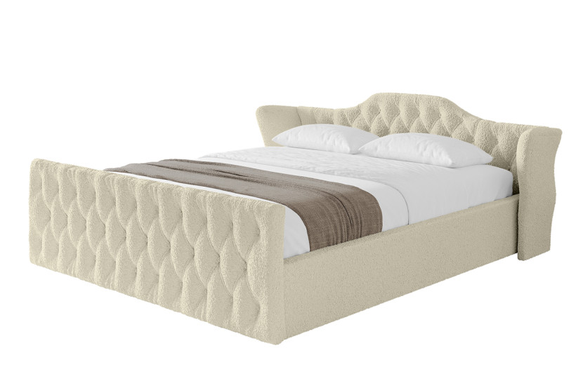 Łóżko tapicerowane bez materaca + pojemnik ZORA-v1-Z-200x200 cm Beżowy 862225