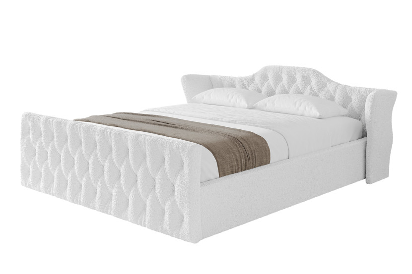 Łóżko tapicerowane bez materaca + pojemnik ZORA-v1-Z-200x200 cm Biały 863349