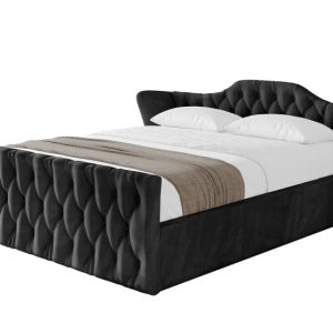Łóżko tapicerowane bez materaca + pojemnik ZORA-v1-Z-200×200 cm Czarny 862544 Łóżko tapicerowane bez materaca + pojemnik ZORA-v1-Z-200×200 cm Czarny 862544