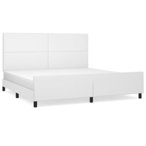 Łóżko Tapicerowane Białe Ekoskóra Rama Łóżka Ze Stelażem 200×200 cm 707708 Łóżko Tapicerowane Białe Ekoskóra Rama Łóżka Ze Stelażem 200×200 cm 707708
