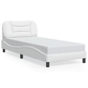 Łóżko Tapicerowane Białe Ekoskóra Rama Łóżka Ze Stelażem 80×200 cm 821208 Łóżko Tapicerowane Białe Ekoskóra Rama Łóżka Ze Stelażem 80×200 cm 821208