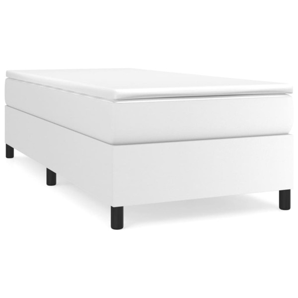 Łóżko Tapicerowane Białe Ekoskóra Rama Łóżka Ze Stelażem 80x200 cm 821826