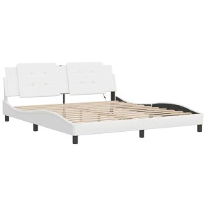 Łóżko Tapicerowane Białe Ekoskóra Rama Łóżka Ze Stelażem LED 180×200 cm 821291 Łóżko Tapicerowane Białe Ekoskóra Rama Łóżka Ze Stelażem LED 180×200 cm 821291