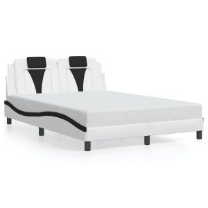 Łóżko Tapicerowane Biało-Czarne Ekoskóra Rama Łóżka Ze Stelażem 140×200 cm 820565 Łóżko Tapicerowane Biało-Czarne Ekoskóra Rama Łóżka Ze Stelażem 140×200 cm 820565